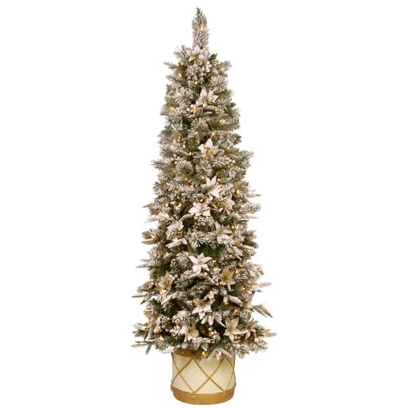6 ft. Frosted Colonial Half Tree with 200 Clear Lights